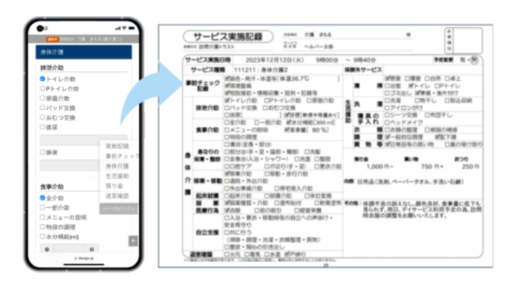 まもる君のサービス実施記録のイメージ